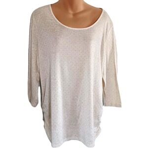 Laura Ashley Womens Tan Gold Sparkled 3/4 Sleeve Ruched Shirt Size XL Minimalist